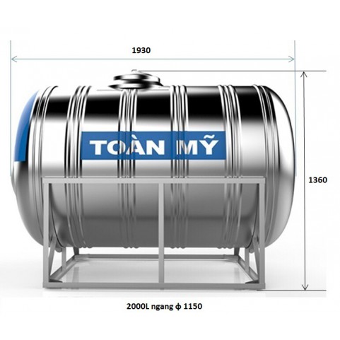 Bồn nước Toàn Mỹ 2500L Ngang 